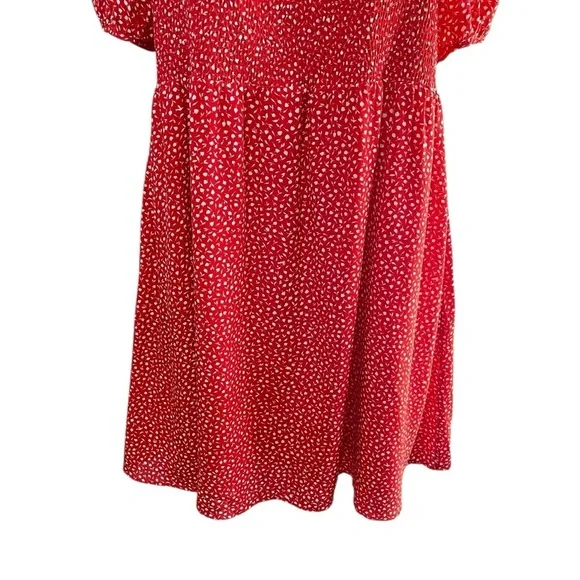 MADEWELL Silk Lucie Puff-Sleeve Smocked Mini Dress in Park Picnic, XXL $158 - Picture 5 of 12